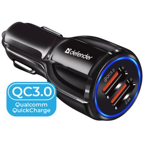 Зарядное устройство АВТОМОБИЛЬНОЕ DEFENDER UCA-100, 2 порта USB, выходной ток 3 А