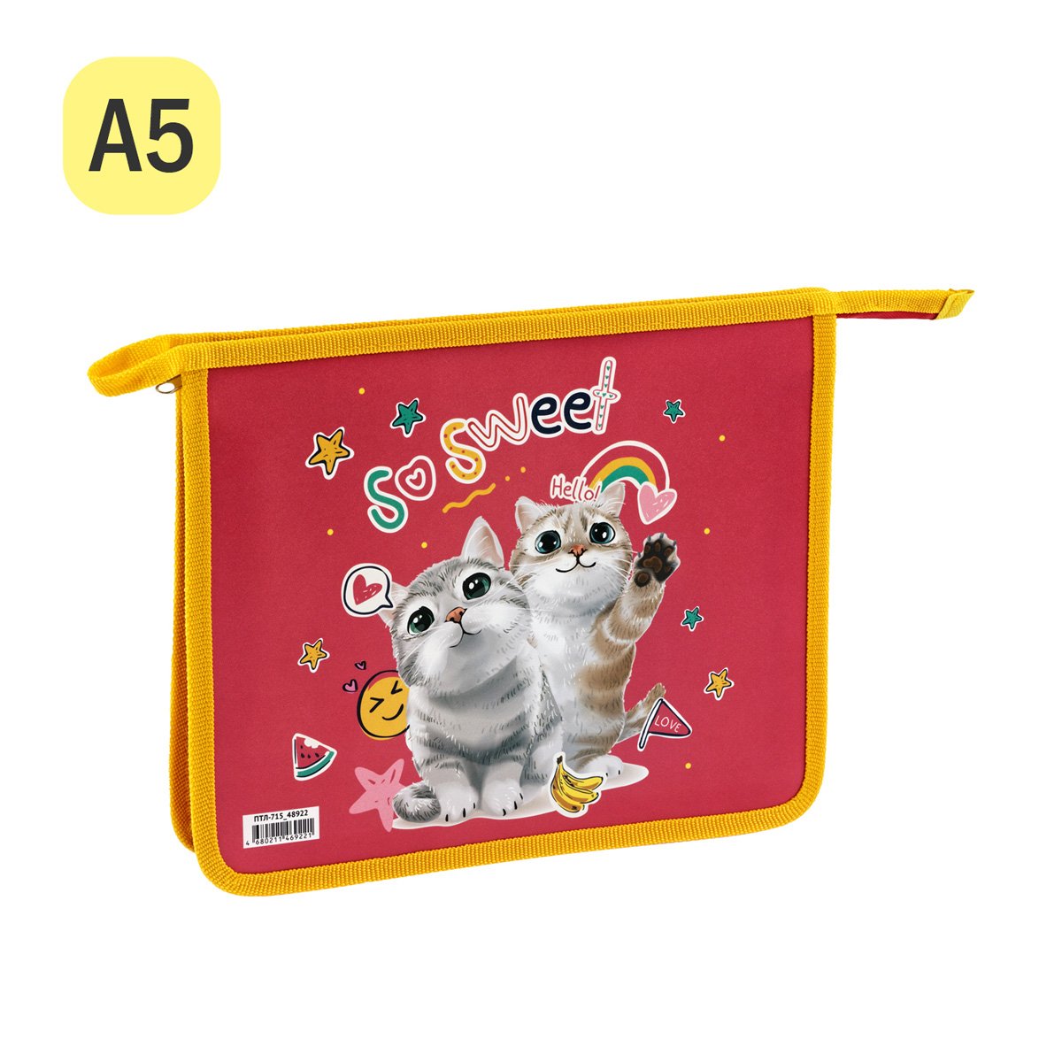 Папка для тетрадей 1 отделение, А5, ArtSpace «Cute Cats», 240×190×40мм, пластик, на молнии