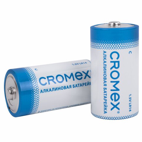 Батарейки алкалиновые КОМПЛЕКТ 4 шт., CROMEX Alkaline, C (LR14, 14А), короб