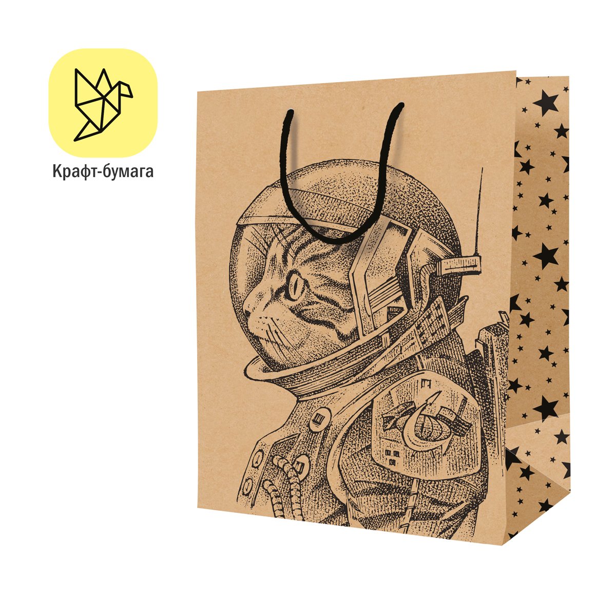 Пакет подарочный 18×23×10см ArtSpace «Space Cat», крафт