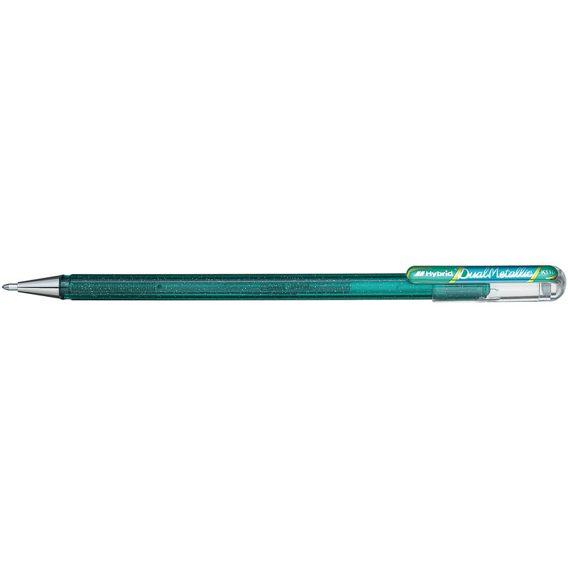 превью Ручка гелевая Pentel Hibrid Dual Metallic 0.55 мм хамелеон зеленый/синий