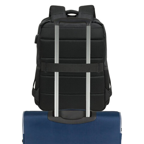 Рюкзак BRAUBERG FUNCTIONAL с отделением для ноутбука, USB-порт, багажная лента, Firm, 43×30x15 см