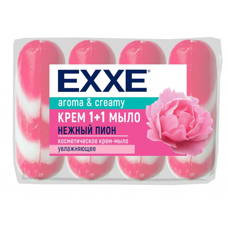 превью Крем-мыло Exxe 1+1 Нежный пион 90 г (4 штуки в упаковке)