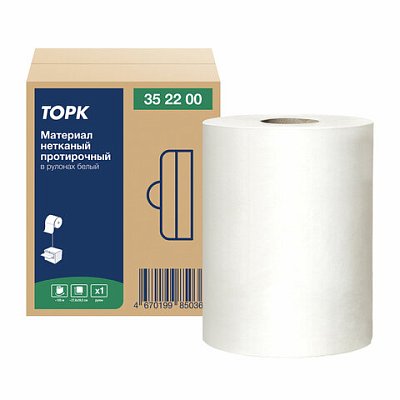 Протирочный нетканый материал TORK Advanced, 266 листов в рулоне, 39.5×27.6 см, белый