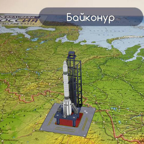 Карта России физическая 116×80 см, 1:7.5М, с ламинацией, интерактивная, в тубусе, BRAUBERG