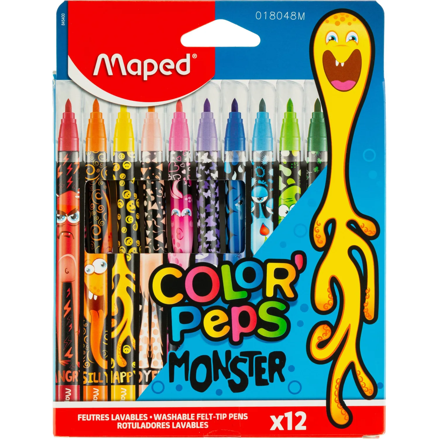 Фломастеры Maped Color'peps Monster 12 цветов с вентилируемыми колпачками смываемые