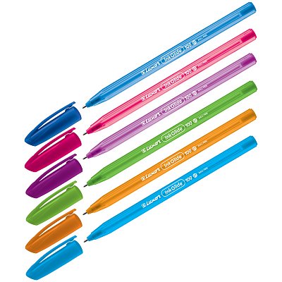 Ручка шариковая Luxor «InkGlide 100 Icy» синяя, 0.7мм, трехгран., корпус ассорти