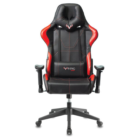 Кресло компьютерное Zombie VIKING 5 AERO, 2 подушки, экокожа, черное/красное