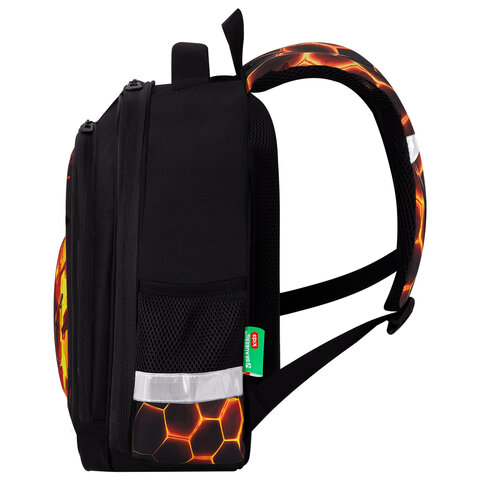 Ранец BRAUBERG KIDS STANDARD, 2 отделения, Fire split, 3D-панель, 36×28х14 см