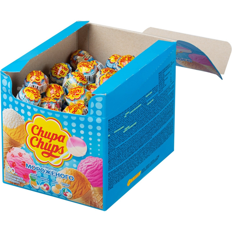 Карамель на палочке Chupa Chups Мороженое (100 штук в упаковке)