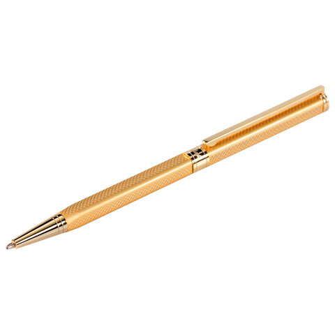 Ручка подарочная шариковая GALANT «Stiletto Gold», тонкий корпус, золотистый, золотистые детали, пишущий узел 0.7 мм, синяя