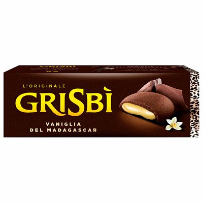 Печенье песочное GRISBI «Vaniglia» с тёмным шоколадом и ванильным кремом 135 г, ИТАЛИЯ