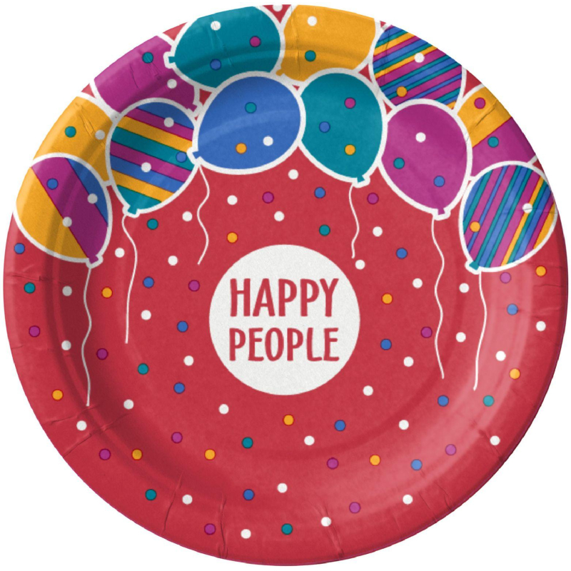 Тарелка одноразовая бумажная 180 мм Happy People МИКС 50шт/уп