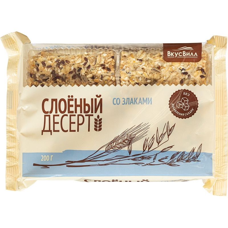 превью Печенье слоеное ВкусВилл Слоеный десерт со злаками 200 г