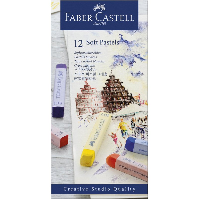 Пастель сухая художественная FABER-CASTELL «Soft pastels», 12 цветов, квадратное сечение