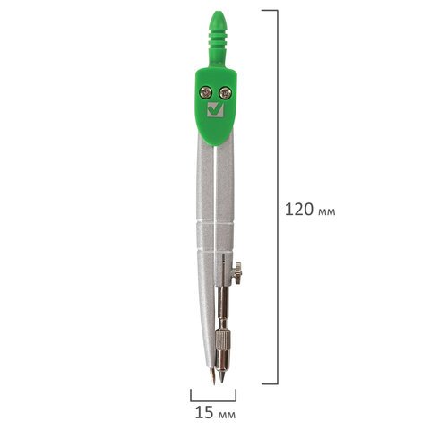Готовальня BRAUBERG 7 предм: циркуль+кронциркуль, рейсфедер+держатель, 2 вставки, грифель