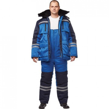 Костюм рабочий зимний мужской з03-КПК с СОП васильковый/синий (размер 56-58, рост 182-188)