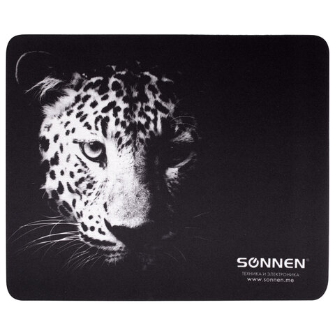 Коврик для мыши SONNEN «LEOPARD», резина + ткань, 220×180х3 мм