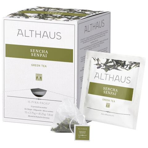 Чай ALTHAUS «Sencha Senpai» зеленый, 15 пирамидок по 2.75 г, ГЕРМАНИЯ