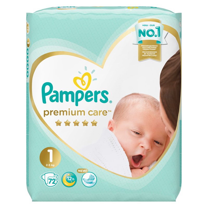 Подгузники 72 шт. PAMPERS (Памперс) Premium Care Newborn, размер 1 (2-5 кг)