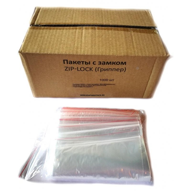 Пакет с замком Zip-Lock 15×20 см 32 мкм (1000 штук в упаковке, эконом)