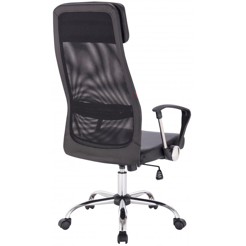 Кресло для руководителя Easy Chair 589 TPU черное (сетка/искусственная кожа/хромированный металл)