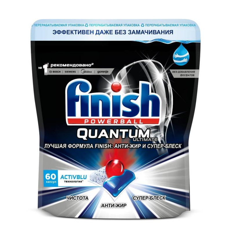 превью Таблетки для посудомоечных машин Finish Quantum Ultimate (60 штук в упаковке)