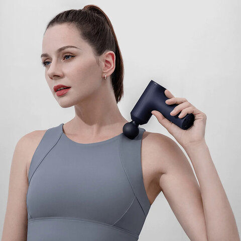 Массажный пистолет XIAOMI Massage Gun Mini, перкуссионный, 3 режима, 3 насадки, до 2500 об/мин, синий