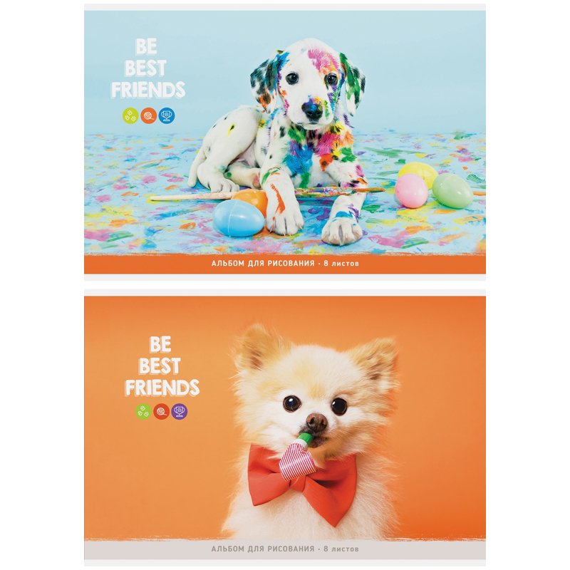 превью Альбом для рисования 08л., А4, на скрепке ArtSpace «Питомцы. Bright friends», обложка-офсет
