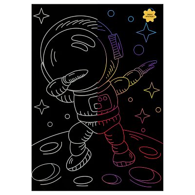 Гравюра с мультицветной основой ТРИ СОВЫ «Космонавт», А5