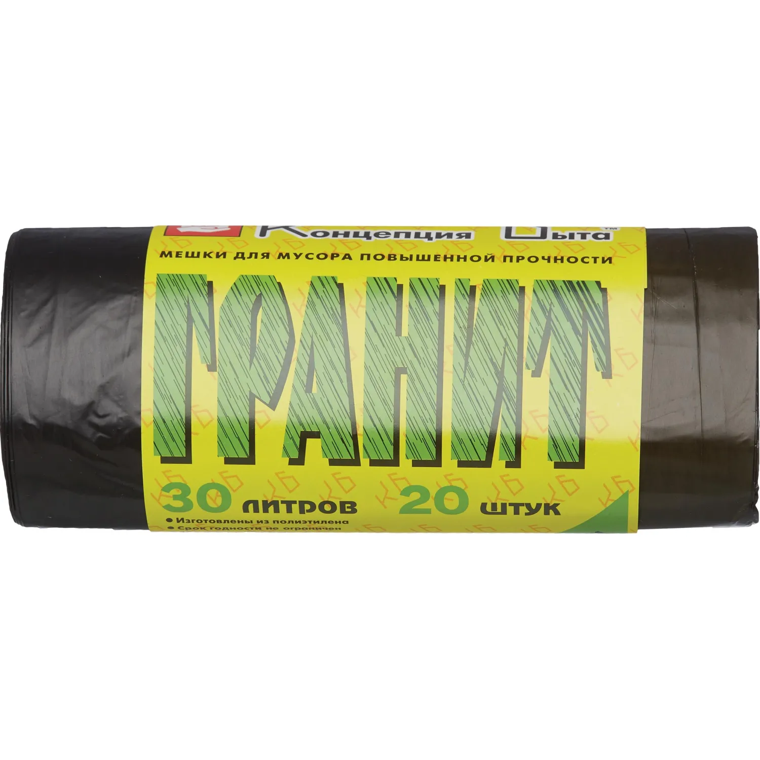 Мешки для мусора Гранит 30 л с завязками чёрные (ПНД 14 мкм, 20 штук)