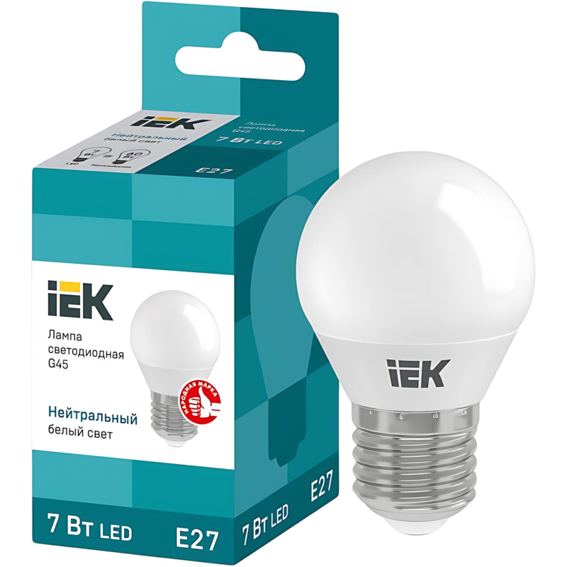 Лампа светодиодная Eco G45 7Вт шар 4000К E27 IEK LLE-G45-7-230-40-E27