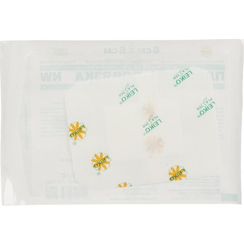 Пластырь-повязка Leiko plaster 6×8 см с абсорбирующей подушечкой (50 штук в упаковке)