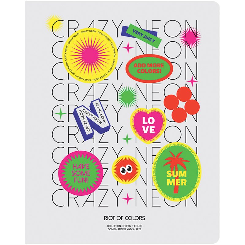 Тетрадь 48л., А5, клетка BG «Crazy neon», неоновая краска
