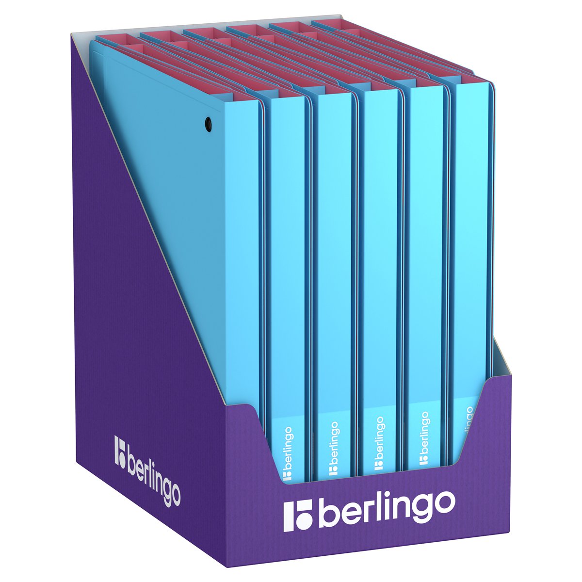 Папка на 4 кольцах Berlingo «Haze» A4, 24мм, 600мкм, D-кольца, с внутр. карманом, голубая, софт-тач