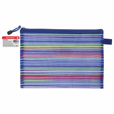 Папка-конверт на молнии формат B5+ (310×220 мм), сетчатая ткань, BRAUBERG «Stripes»