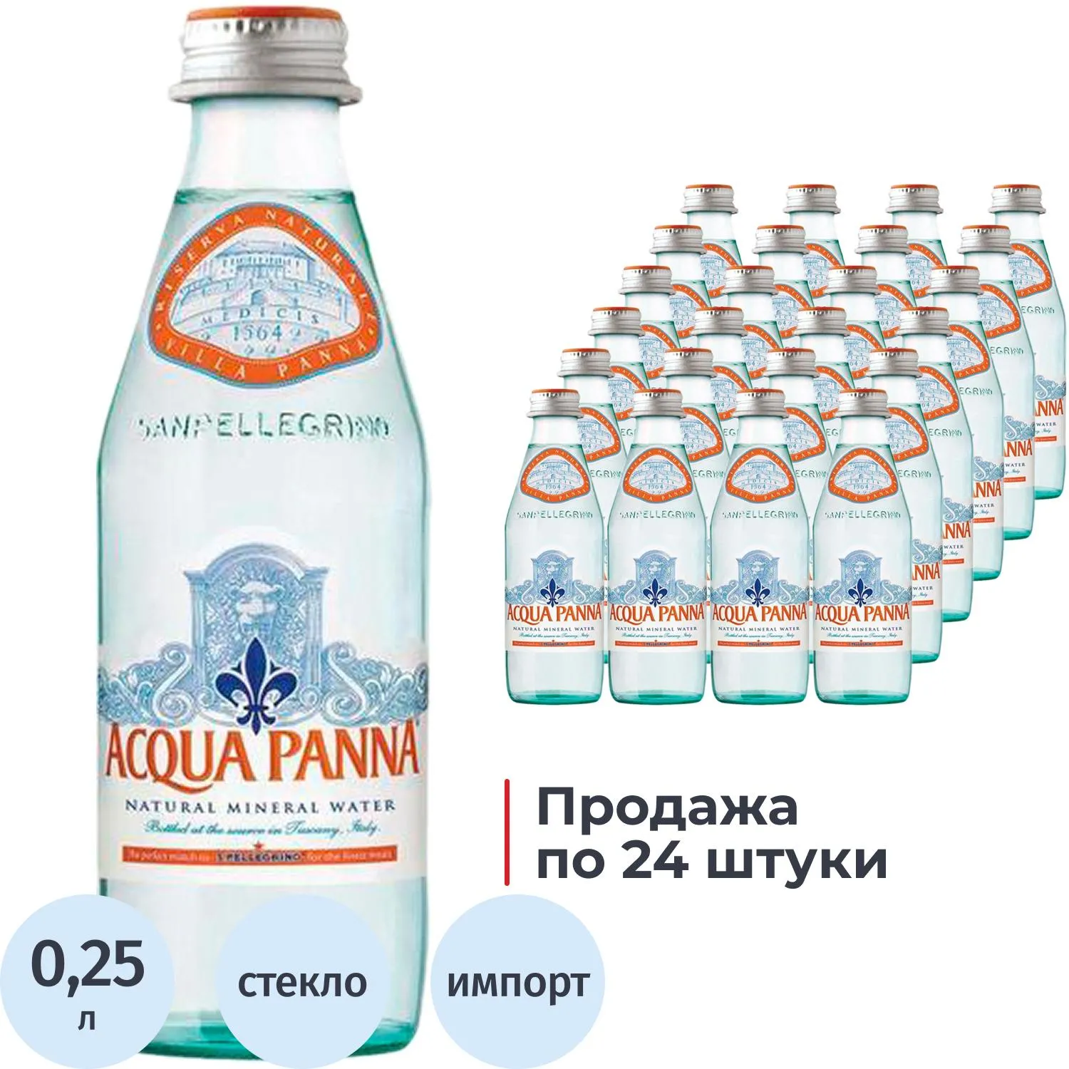 Вода минеральная Acqua Panna столовая негазированная 0.25 л