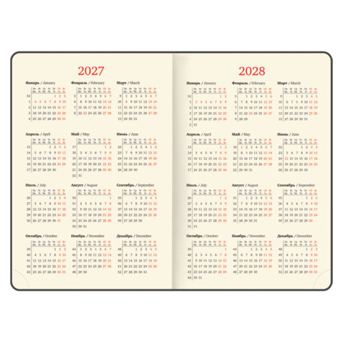 Ежедневник датированный 2027, А5, 151×213 мм, BRAUBERG «Note», под кожу, держатель для ручки, черный