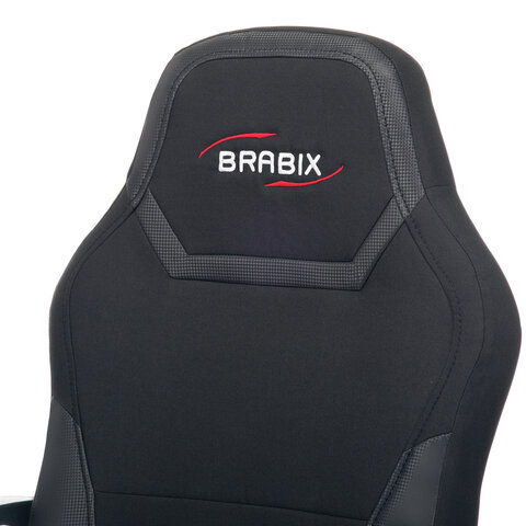 Кресло компьютерное BRABIX «Alpha GM-018», ткань/экокожа, черное, 532636