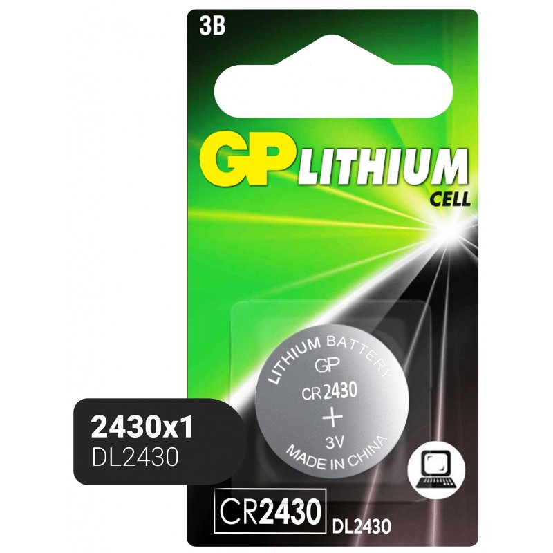 Батарейка GP Lithium, CR2430, литиевая, 1 шт., в блистере - купить в ...