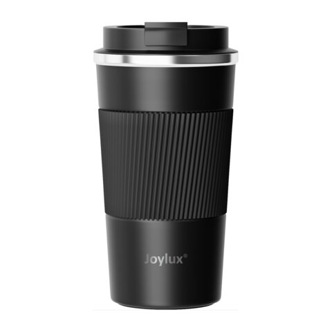 Термокружка 510 мл JOYLUX (ДЖОЙЛЮКС) EVERY DAY, нержавеющая сталь SUS304, силиконовый рукав, черный матовый