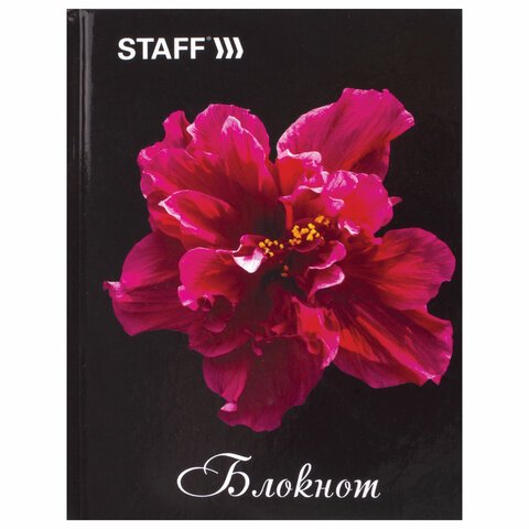 Блокнот 7БЦ, А6, 80 л., обложка ламинированная, клетка, STAFF, «Красный цветок на черном», 110×147 мм