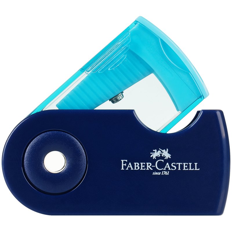 Точилка пластиковая Faber-Castell «Sleeve Mini», 1 отверстие, контейнер, розов./оранж., бирюзов. 