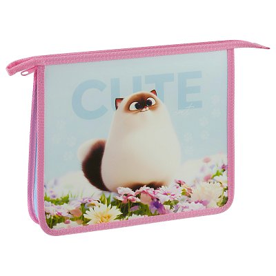 Папка для тетрадей 1 отделение, ArtSpace «Cute cat», А5, пластик, на молнии