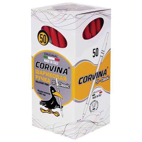 Ручка шариковая Corvina 51 корпус прозрачный, 1 мм, красная