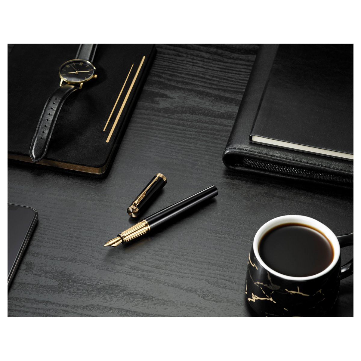 Ручка перьевая Parker «Ingenuity Black GT» 0.8мм, подарочная упаковка