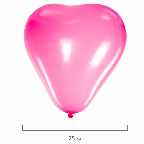 Шары воздушные в форме сердца ЗОЛОТАЯ СКАЗКА, 12" (25 см), КОМПЛЕКТ 50 штук, 3 цвета, пакет, 105008