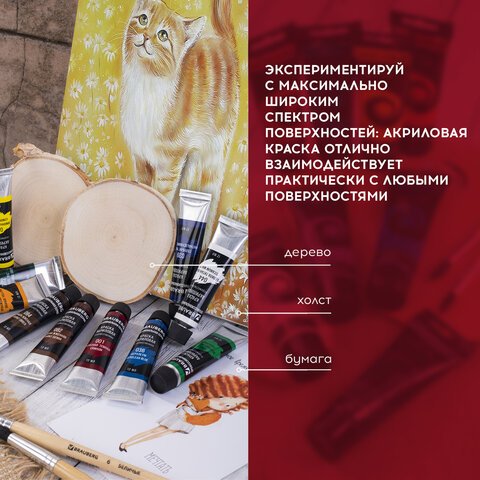 Краски акриловые художественные BRAUBERG ART «CLASSIC», НАБОР 24 цвета по 12 мл, в тубах