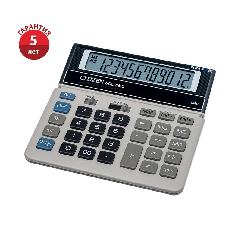 превью Калькулятор настольный CITIZEN SDC-868L, МАЛЫЙ (152×153 мм), 12 разрядов, двойное питание