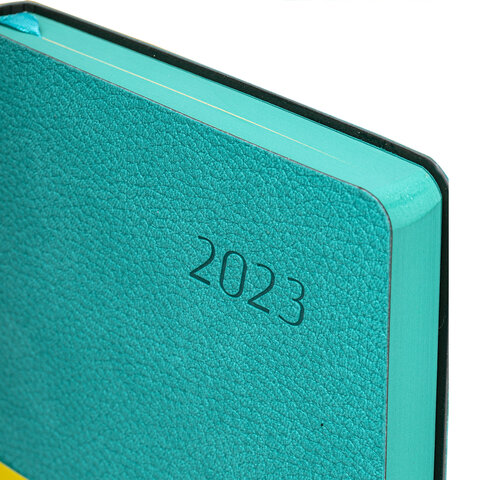 Ежедневник датированный 2023 А5 138×213мм BRAUBERG Stylish, под кожу, бирюзовый,114071